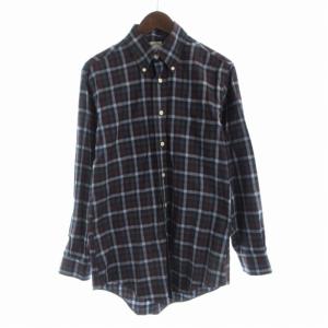 ボタンダウンシャツ カジュアル チェック 長袖 S 紺 ネイビー 赤 レッド /RO