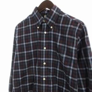 Brooks Brothers ボタンダウンシャツ カジュアル チェック 長袖 S 紺 ネイビー 赤 レッド /RO