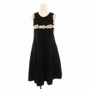 ワンピース ひざ丈 花柄 ノースリーブ XXS 黒 ブラック PRV1000 /EE