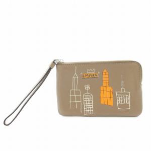 ジャン ミシェル バスキア Jean Michel Basquiat リストレット ポーチ レザー 茶