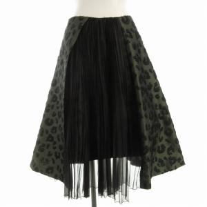フレアスカート ロング チュール 切替 2 カーキ 1604-SK05-504 /EE