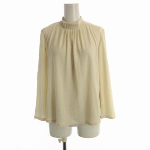 タックデザインスタンドカラーカットソー シャツ ブラウス 長袖 M アイボリー GBKEW-31230