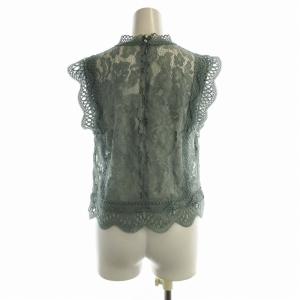 ANAYI レーススタンドネックブラウス ノースリーブ フリル 36 ライトブルー 102017-13-530-73-360