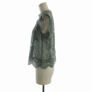 ANAYI レーススタンドネックブラウス ノースリーブ フリル 36 ライトブルー 102017-13-530-73-360