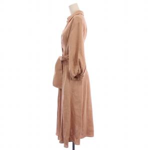 ANAYI スラブツイルタックフレアワンピース ベルト付き ミモレ ロング スキッパー 長袖 ペチコート付き 34