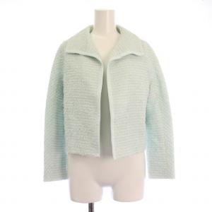 カラミツイードジャケット アウター 総裏地 前開きトッパー ショート丈 36 水色 ライトブルー 10221710030