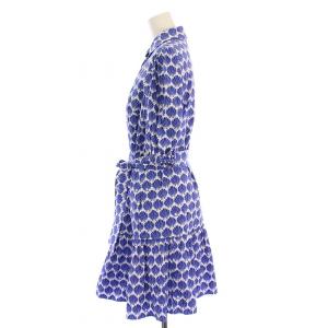 kate spade new york シェルズレイクドレス シャツワンピース フレア ひざ丈 半袖 レギュラーカラー ハーフボタン 貝殻柄 S