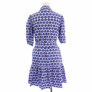 kate spade new york シェルズレイクドレス シャツワンピース フレア ひざ丈 半袖 レギュラーカラー ハーフボタン 貝殻柄 S