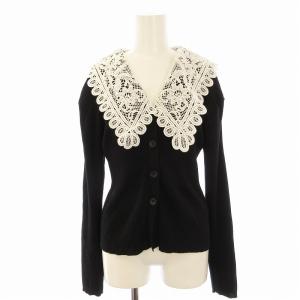 レースカラーニットカーディガン 長袖 F 黒 ブラック 092-3170007 /EE