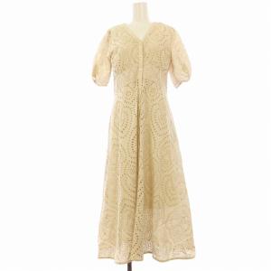 アンコットンエンブロイダリーワンピース 半袖 ペチコート付き ロング 4 ベージュ 092-1140020