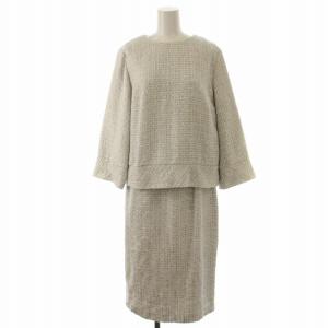 Platinum セットアップ フォーマル ツイード トップス ブラウス 長袖 タイトスカート ロング