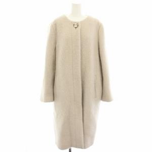 23AW シャギーコート ノーカラーコート アウター モヘヤ混 S ベージュ 092-3252002 /YT