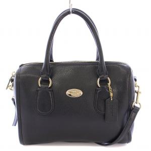 ミニベネット 2WAY ボストンバッグ ハンドバッグ ショルダーバッグ レザー ロゴチャーム 黒 ブラック