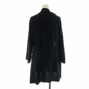 EMPORIO ARMANI ラップカーディガン ニット 長袖 ロング 絹 シルク カシミヤ混 40 ネイビー /NQ