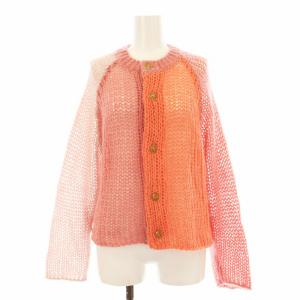 モヘア クレイジー カーディガン 13-15-0134-126 ニット 長袖 クルーネック ウール混 ピンク