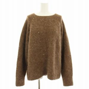 24AW アルパカMIX スパンコールニットプルオーバー セーター 長袖 茶 ブラウン 24080370229040
