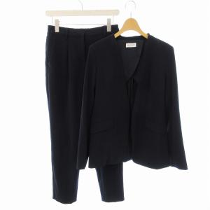 スーツ セットアップ 上下 2点セット ノーカラージャケット パンツ M 紺 ネイビー 12-7304002