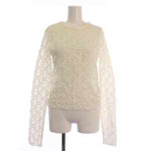 ペイズリーストレッチレースプルオーバー カットソー 長袖 クルーネック F アイボリー 24070900200530