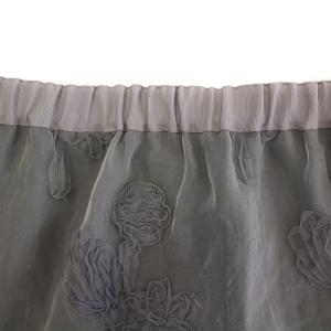 IENA 24AW フラワー刺繍オーガンジースカート タイト イージー マキシ ロング ウエストゴム 38 グレー