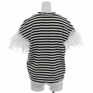 Chesty 21SS Tシャツ ボーダー カットソー 半袖 フリル F 黒 白 /G