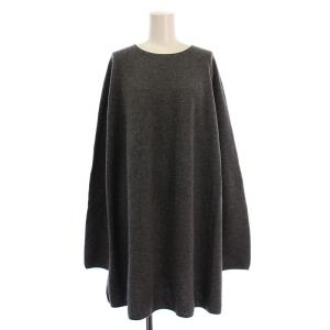 24AW Fineニュージーウールチュニック ニット セーター 長袖 クルーネック 無地 ストレッチ F