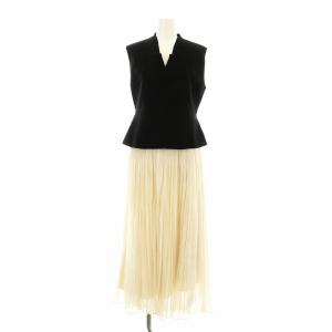 22SS ビスチェジレ&スカートセットアップ 上下 ノースリーブ ジップアップ プリーツスカート フレア