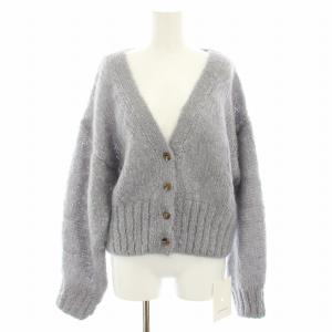 モンゴリア MONGOLIA ニットカーディガン シャギーニット 長袖 モヘヤ タグ付き 2 グレー A2513KCD026