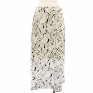 6 ROKU BEAUTY&YOUTH LINE PRINT SKIRT ラップスカート ロング 総柄 38 白 黒 8624-299-0055