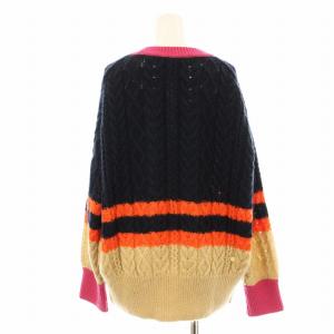 MUVEIL マルチボーダーニットプルオーバー MA93KSW006 ケーブルニット セーター 長袖 ボーダー モヘヤ混