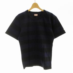 Tシャツ カットソー 半袖 ボーダー 40 青 ブルー /EE