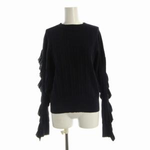 ニット セーター プルオーバー フリル ラメ 長袖 38 紺 ネイビー 緑 グリーン MA92KSW004