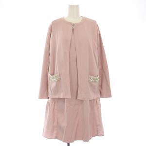 THE HANY セットアップ カーディガン 長袖 ワンピース ノースリーブ ひざ丈 ビジュー 1 ピンク