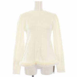 23AW ファーヘム ペプラム ニットプルオーバー セーター 長袖 38 白 CWNT235073 /TK