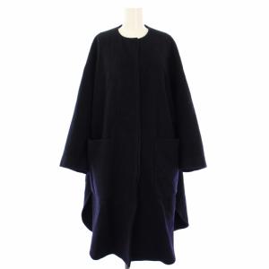 ノーカラーウールコート アウター 38 ネイビー YR1925-107AT /TK