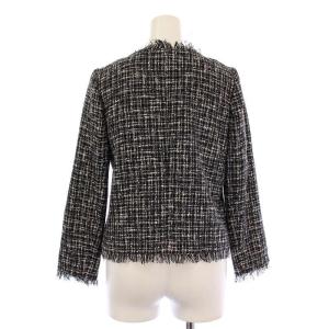 Theory セットアップ ノーカラージャケット アウター 総裏地 ジップアップ タイトスカート ひざ丈 ツイード ウール混