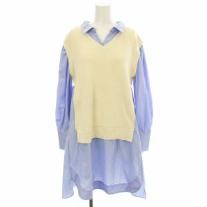 24SS ベストドッキングシャツワンピース CWNO241111 ニット ベスト 長袖 ひざ丈 F 水色