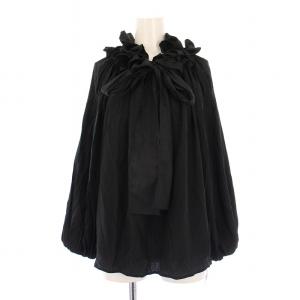 スモックブラウス シャツ 長袖 ギャザー リボン F 黒 ブラック タグ付き CWFB244125 /BB