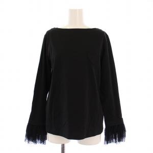 ハートパッチロングスリーブ カットソー 長袖 ボートネック 無地 袖シアー シースルー 切替 ストレッチ