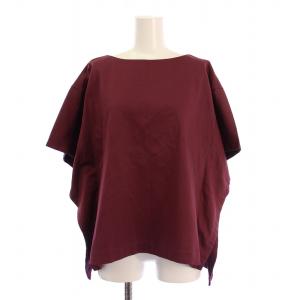 フレンチスリーブジャージープルオーバーブラウストップス カットソー 半袖 ボートネック ストレッチ 無地