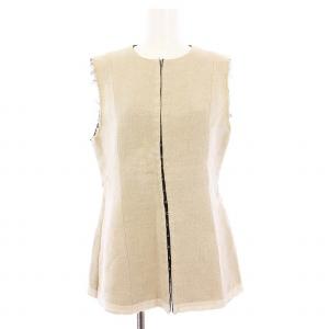 リネンベスト フリンジ カットオフ 36 ベージュ I19SS-JK8 /KH