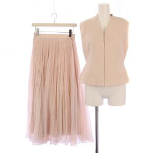 22SS セットアップ 上下 ビスチェジレ ベスト ジャケット ジップアップ ギャザースカート ロング