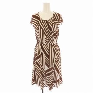 ワンピース ロング ストライプ インナー付き 36 茶 ブラウン 15219-10-82-360 /EE