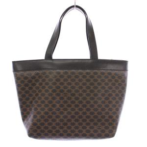 CELINE ハンドバッグ マカダム柄 ブラウン ブラック