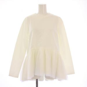 Honey ハニー チュールペプラムトップス カットソー 長袖 クルーネック ストレッチ 切替 36 白