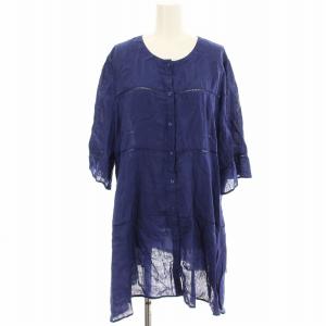 WHITE LABEL リネン シャツ 1302704 七分袖 ブラウス 麻 13 青 ブルー /G