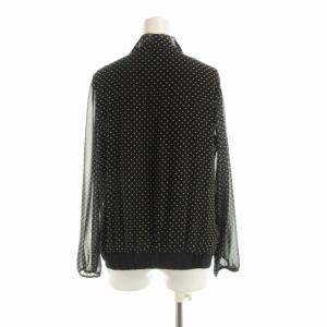 23区 シャツ ブラウス ドット シアー シースルー リボン 長袖 44 白 ホワイト 黒 ブラック CKKWWIS0203