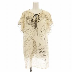 半袖 シャツ 1302964 ブラウス 総柄 リボン 13 ベージュ /G