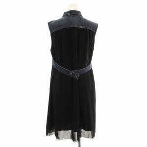 DIESEL デニム切替 ワンピース ノースリーブ ロング S インディゴ 黒 /G