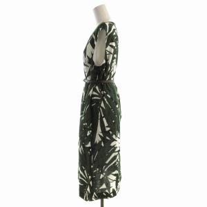 Pierre Cardin ワンピース ロング ノースリーブ リネン混 総柄 44 緑 グリーン 861461-60 /EE