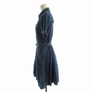 BURBERRY BLUE LABEL ワンピース ひざ丈 デニム 半袖 38 紺 ネイビー E1J25-795-28 /EE